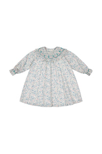 Yse Blue Floral Long Sleeve Bishop Dress and Purse