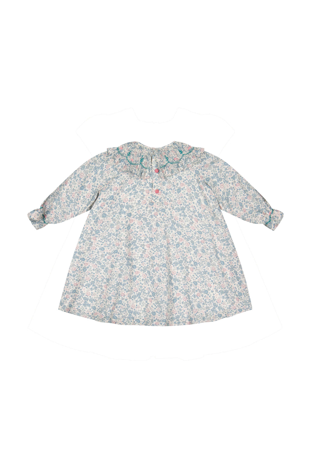 Yse Blue Floral Long Sleeve Bishop Dress and Purse