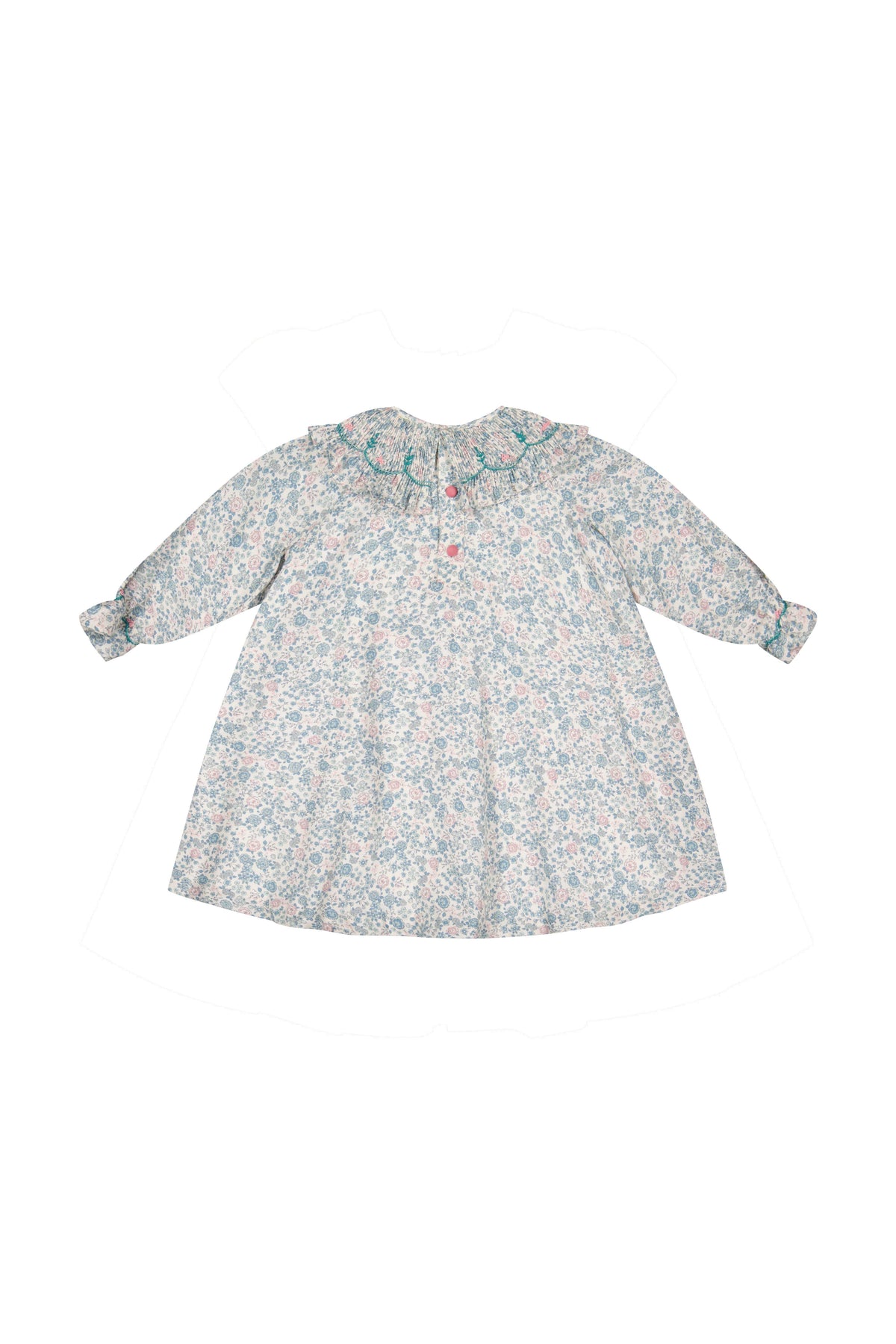Yse Blue Floral Long Sleeve Bishop Dress and Purse