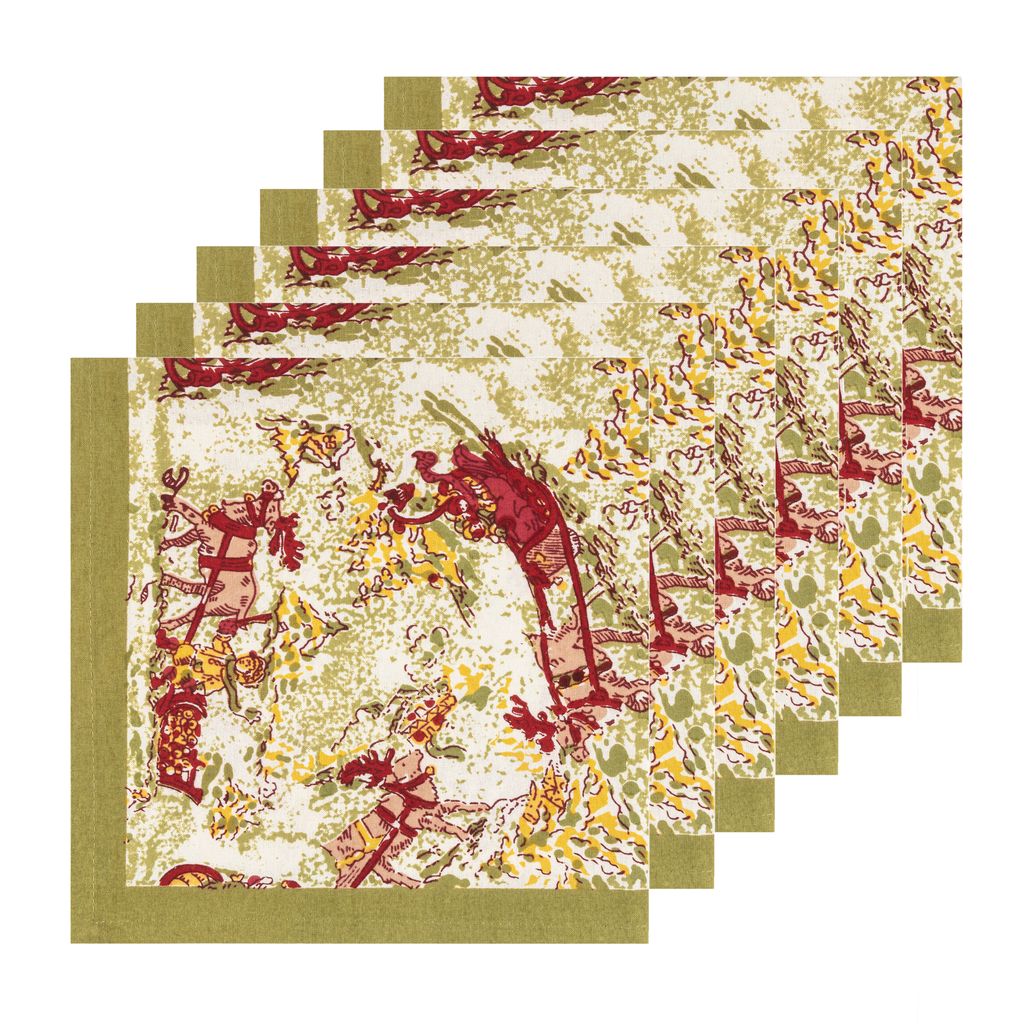 Renne Reindeer Napkins in Red & Green, Set of 6