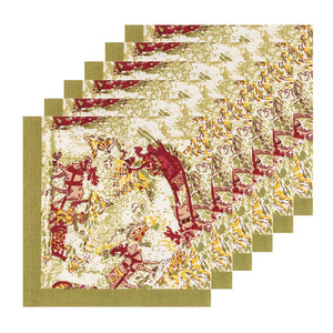 Renne Reindeer Napkins in Red & Green, Set of 6