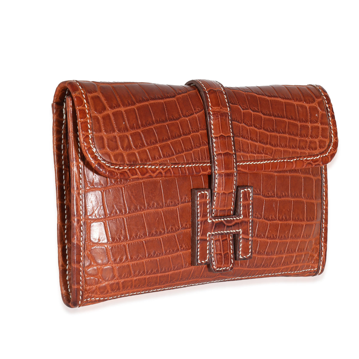 Hermès Fauve Crocodile Niloticus Lisse Mini Jige Clutch Handbag pv