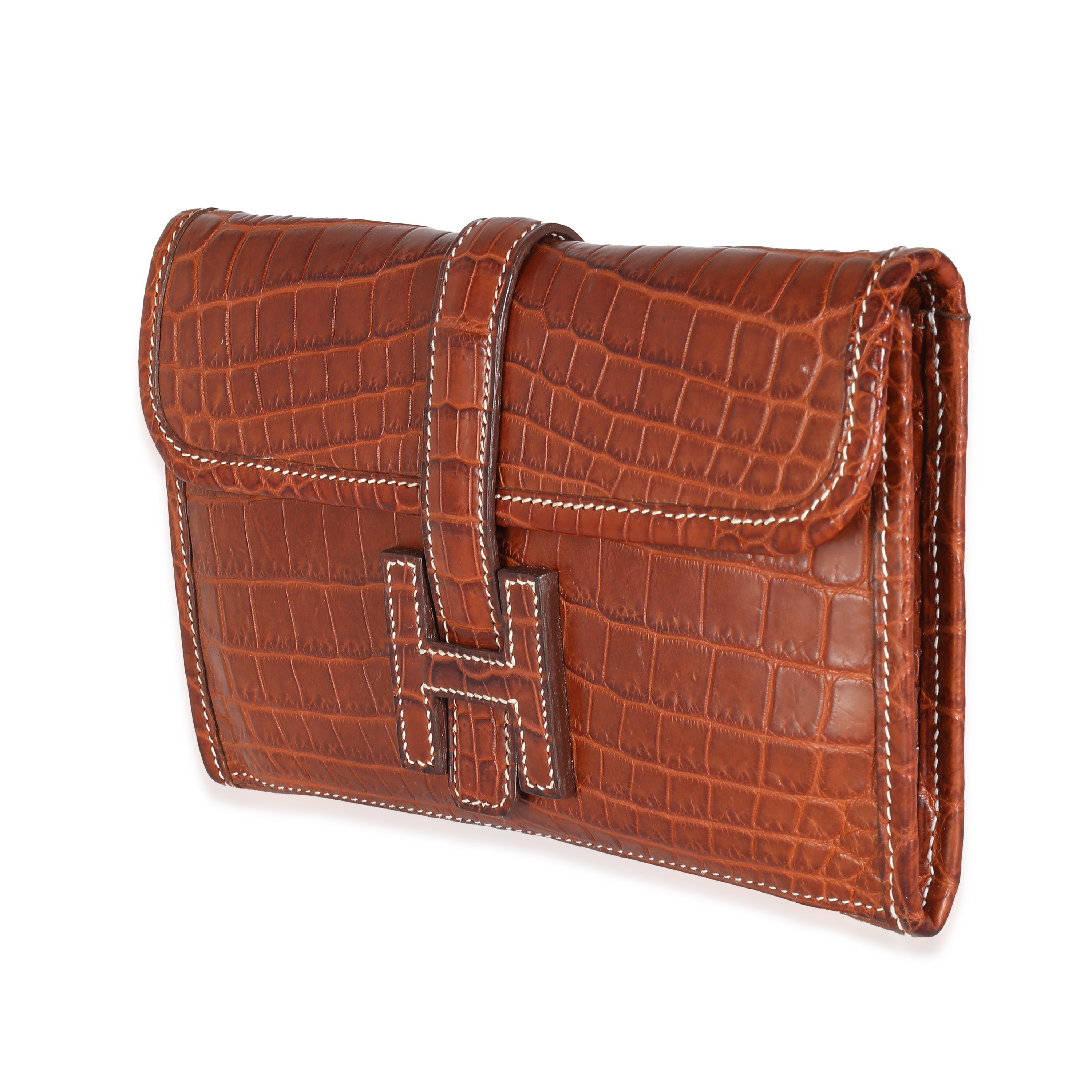 Hermès Fauve Crocodile Niloticus Lisse Mini Jige Clutch Handbag sv