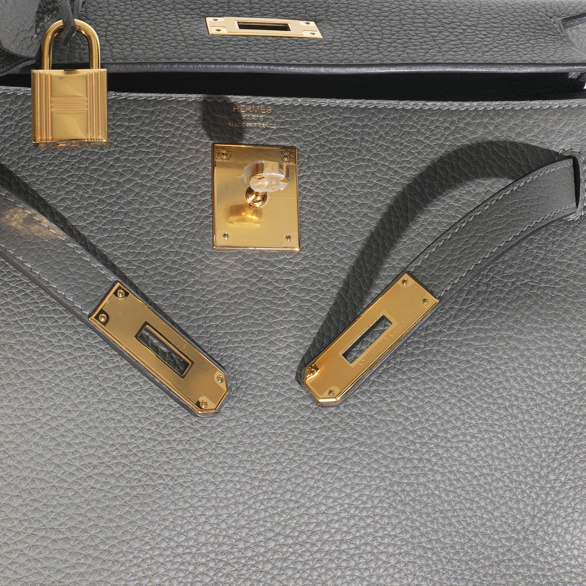 Hermès Etain Clemence Retourne Kelly 28 GHW Handbag ad3