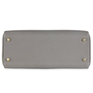 Hermès Etain Clemence Retourne Kelly 28 GHW Handbag stamp