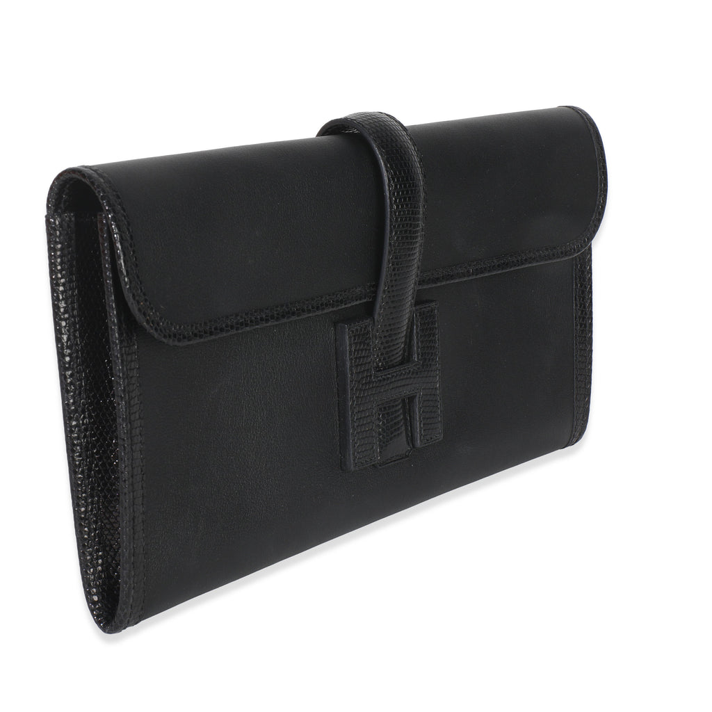 Hermès Black Swift Lizard Jige Elan Touch 29 Handbag pv