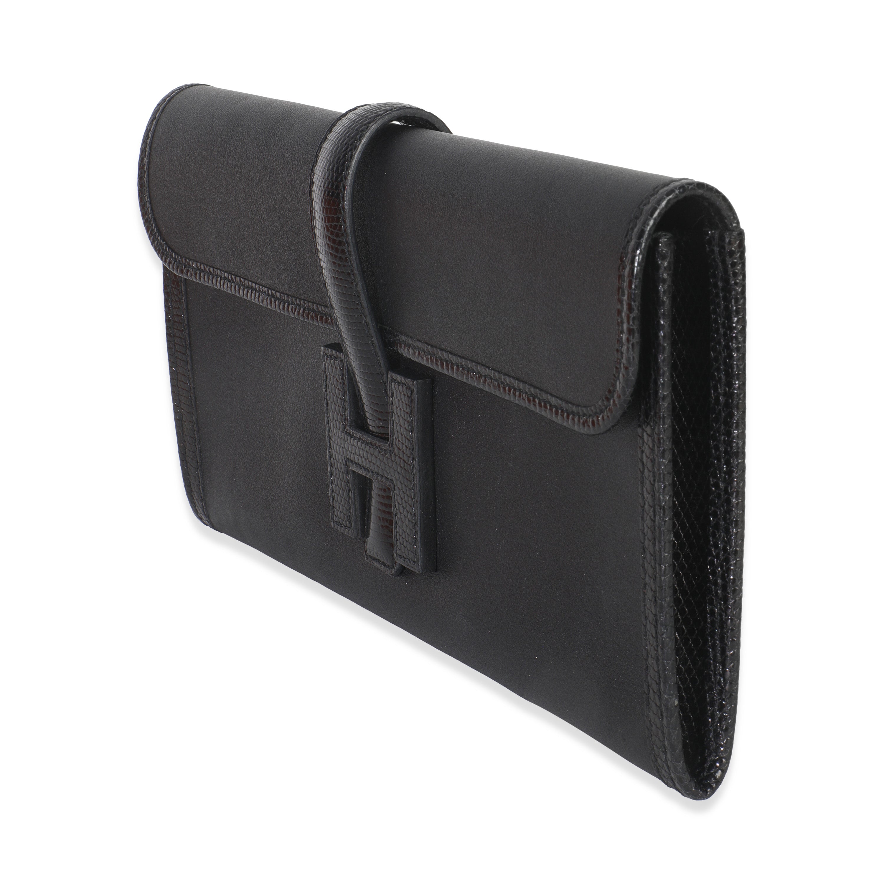 Hermès Black Swift Lizard Jige Elan Touch 29 Handbag sv