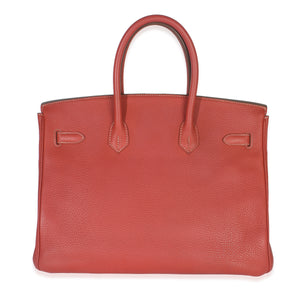 Hermès Sanguine White Clemence Verso Birkin 35 PHW Handbag bv