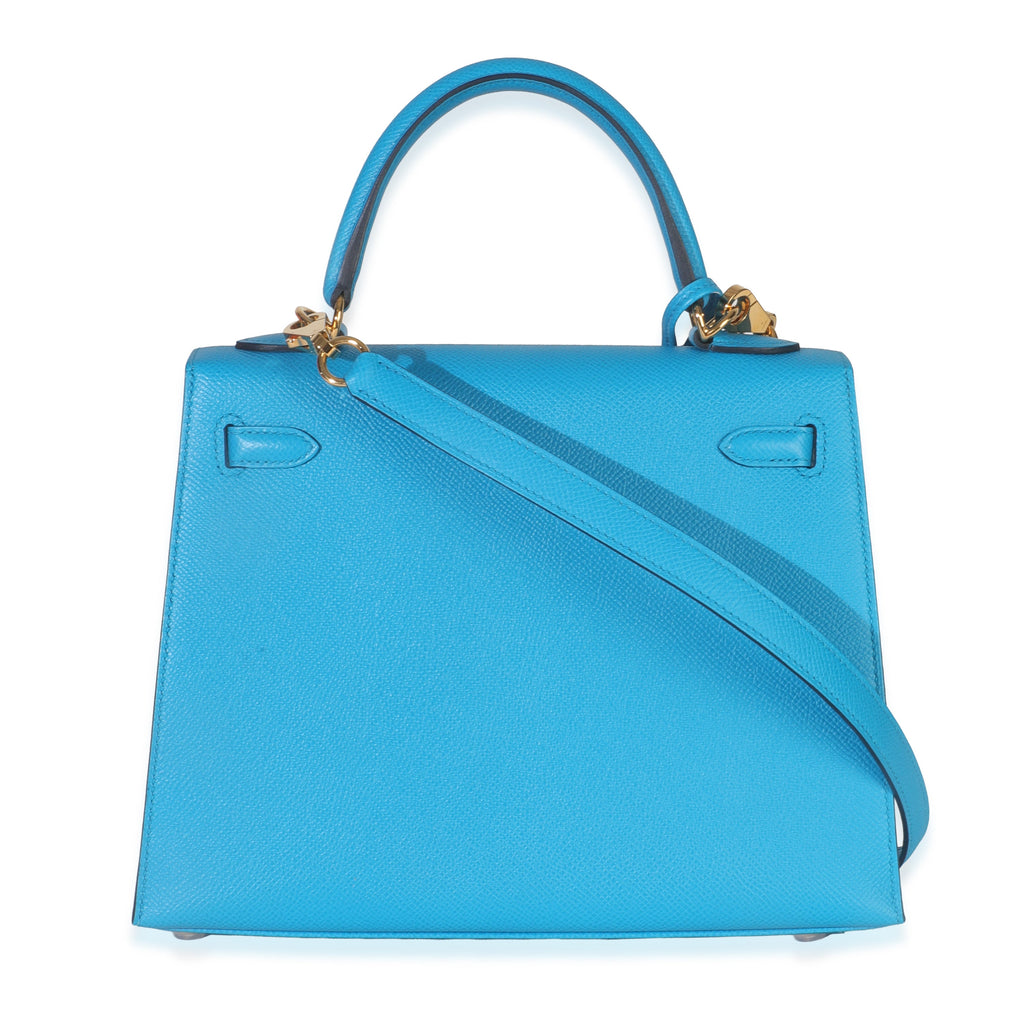Hermès Blue Frida Epsom Sellier Kelly 25 GHW Handbag bv
