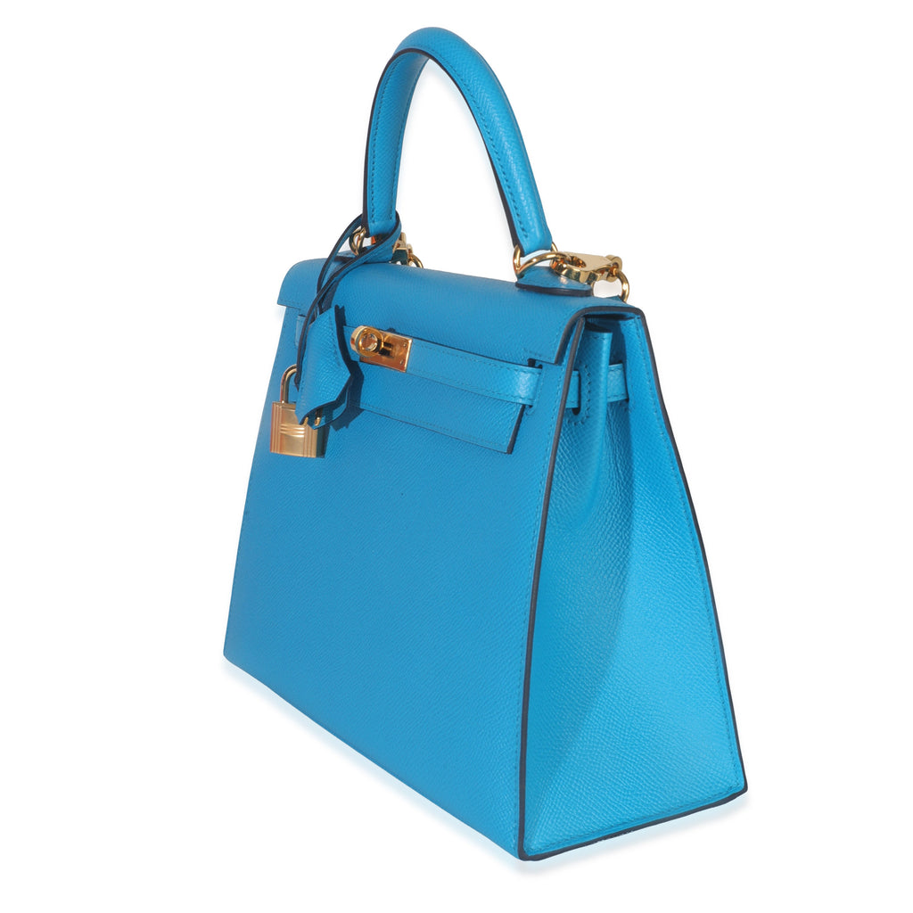 Hermès Blue Frida Epsom Sellier Kelly 25 GHW Handbag sv