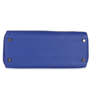 Hermès Bleu Electrique Togo Retourne Kelly 28 GHW Handbag clasp