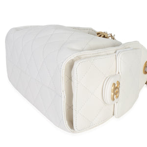 Chanel White Quilted Caviar Mini  25 Hobo Handbag Handbag box