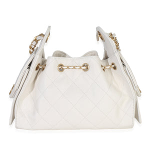 Chanel White Quilted Caviar Mini  25 Hobo Handbag Handbag bv