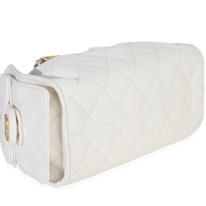 Chanel White Quilted Caviar Mini  25 Hobo Handbag Handbag clasp