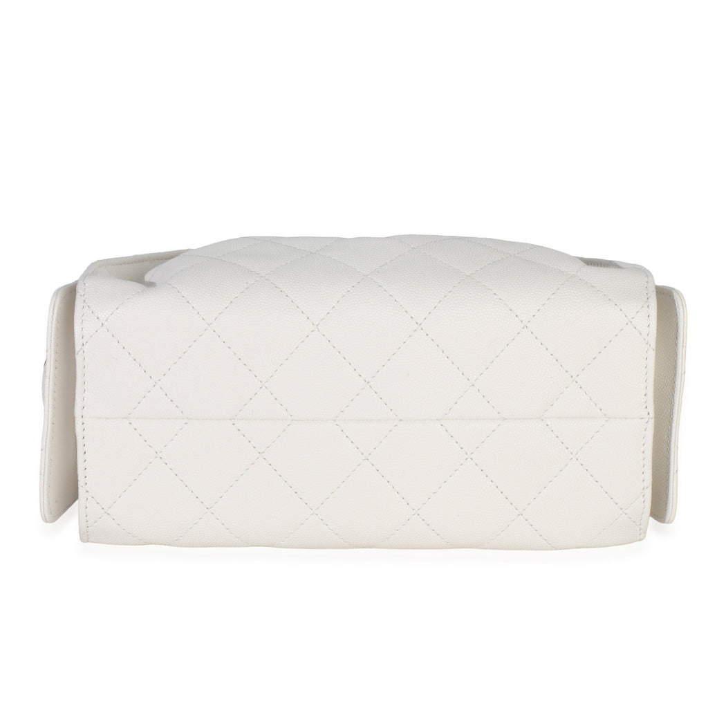 Chanel White Quilted Caviar Mini  25 Hobo Handbag Handbag stamp