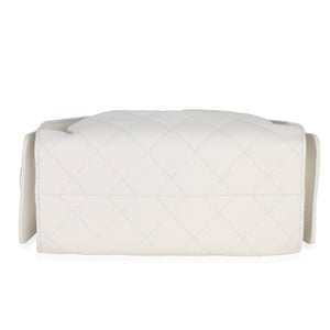Chanel White Quilted Caviar Mini  25 Hobo Handbag Handbag stamp