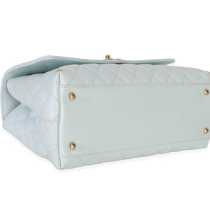 Chanel Light Blue Quilted Caviar Medium Coco Top Handle Handbag Handbag av