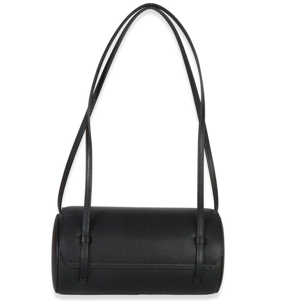 Chanel 26P Black Grained Shiny Calfskin Small Bowling Bag Handbag bv