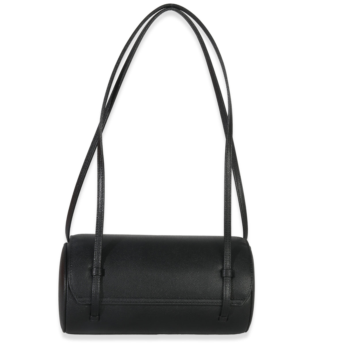 Chanel 26P Black Grained Shiny Calfskin Small Bowling Bag Handbag bv