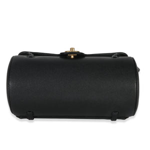 Chanel 26P Black Grained Shiny Calfskin Small Bowling Bag Handbag stamp