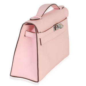 Hermès Rose Sakura Swift Kelly Pochette PHW Handbag pv