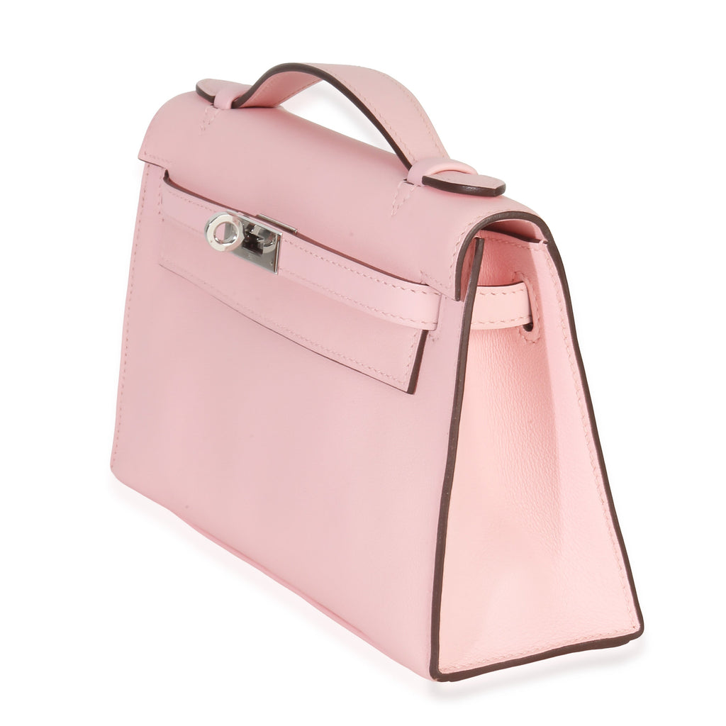 Hermès Rose Sakura Swift Kelly Pochette PHW Handbag sv