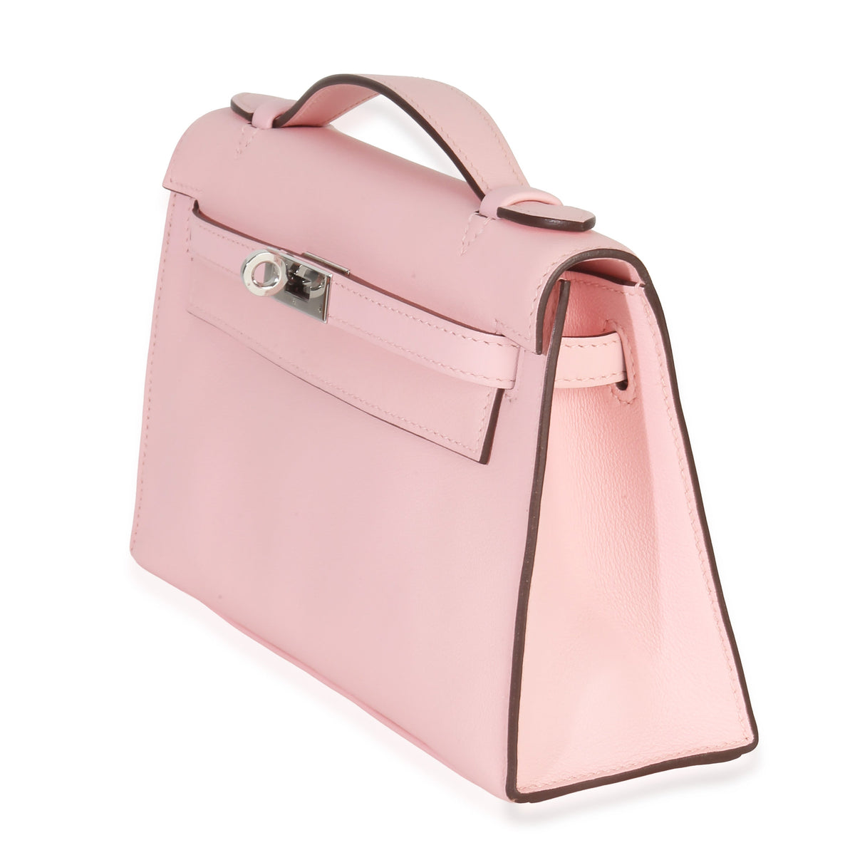 Hermès Rose Sakura Swift Kelly Pochette PHW Handbag sv