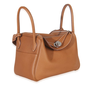 Hermès Gold Clemence Lindy 26 PHW Handbag pv