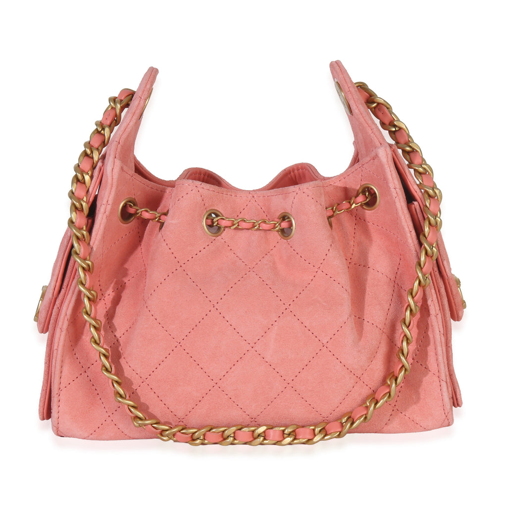 Chanel Pink Quilted Suede Mini  25 Hobo Handbag bv