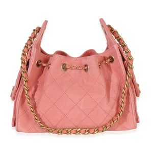 Chanel Pink Quilted Suede Mini  25 Hobo Handbag bv