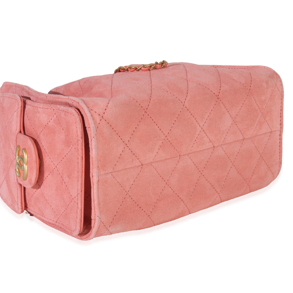 chanel mini velvet backpack Chanel Pink Quilted Suede Mini Chanel 25 Hobo