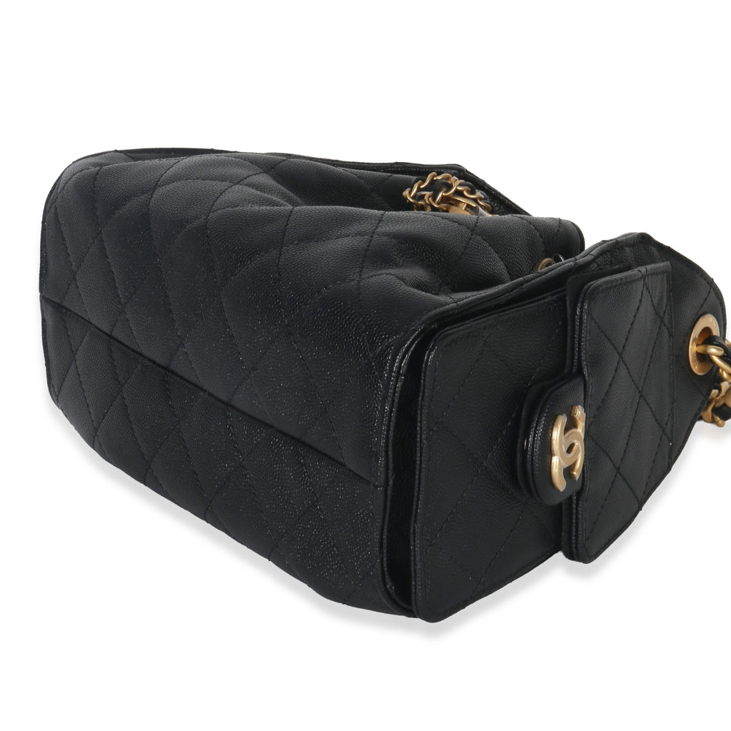 Chanel Black Quilted Caviar Mini  25 Hobo Handbag Handbag box