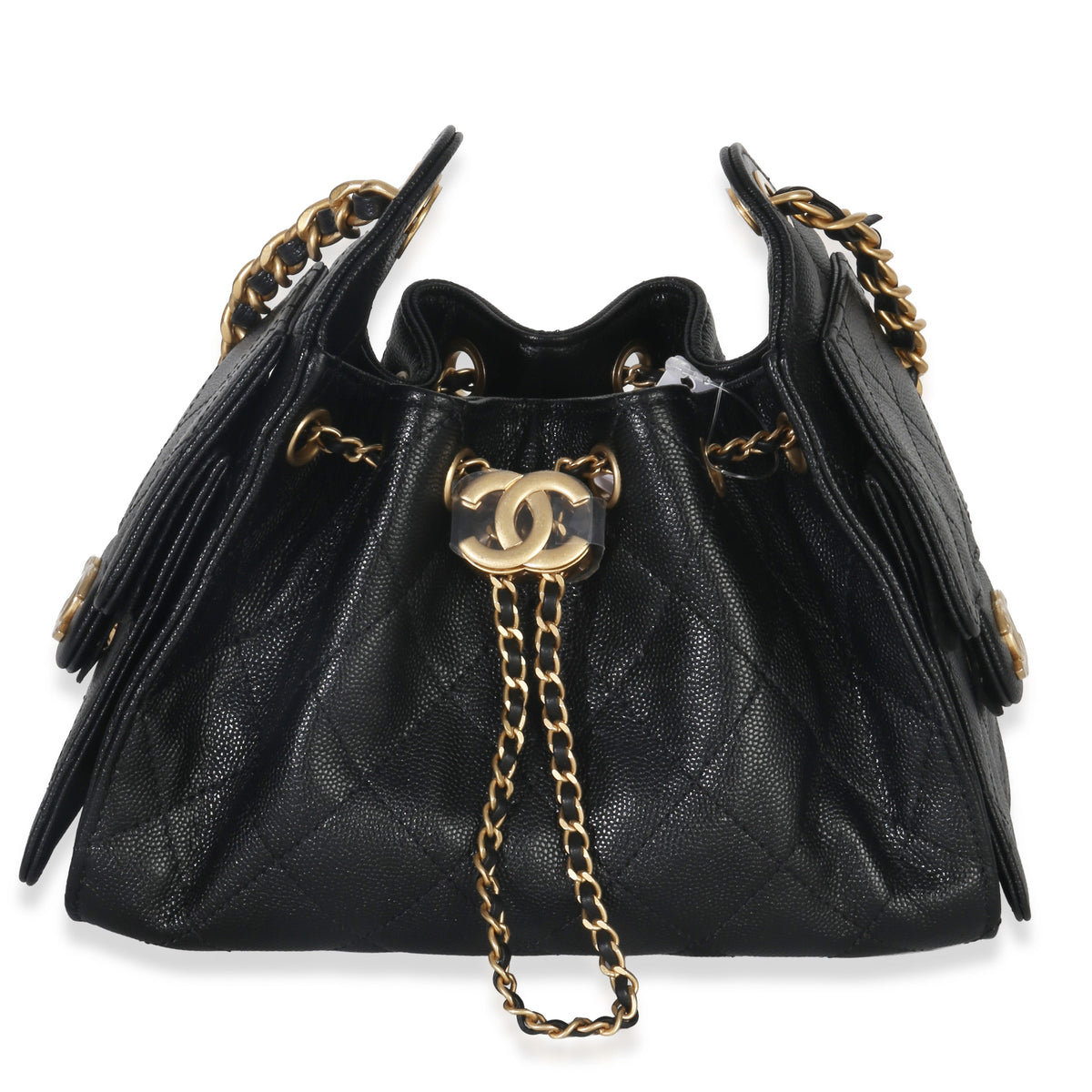 Chanel Black Quilted Caviar Mini  25 Hobo Handbag Handbag fv