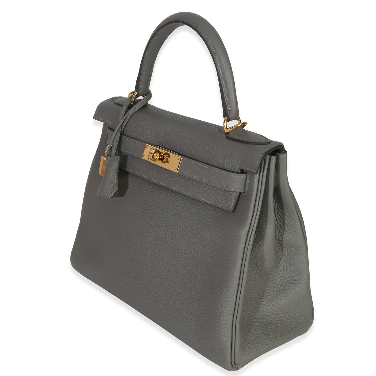 Hermès Gris Meyer Clemence Kelly 28 GHW Handbag pv