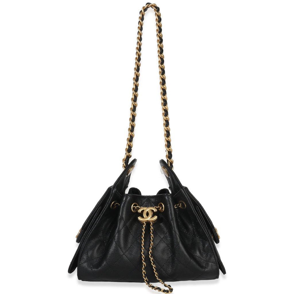 Chanel 26P Black Quilted Caviar Mini  25 Hobo Handbag Handbag ad1