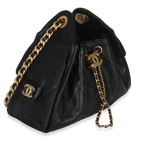 Chanel 26P Black Quilted Caviar Mini  25 Hobo Handbag Handbag bv