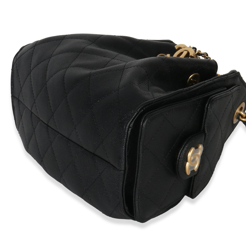 Chanel 26P Black Quilted Caviar Mini  25 Hobo Handbag Handbag clasp