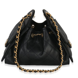 Chanel 26P Black Quilted Caviar Mini  25 Hobo Handbag Handbag stamp