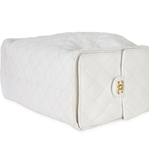 Chanel White Quilted Caviar Large  25 Hobo Handbag Handbag box