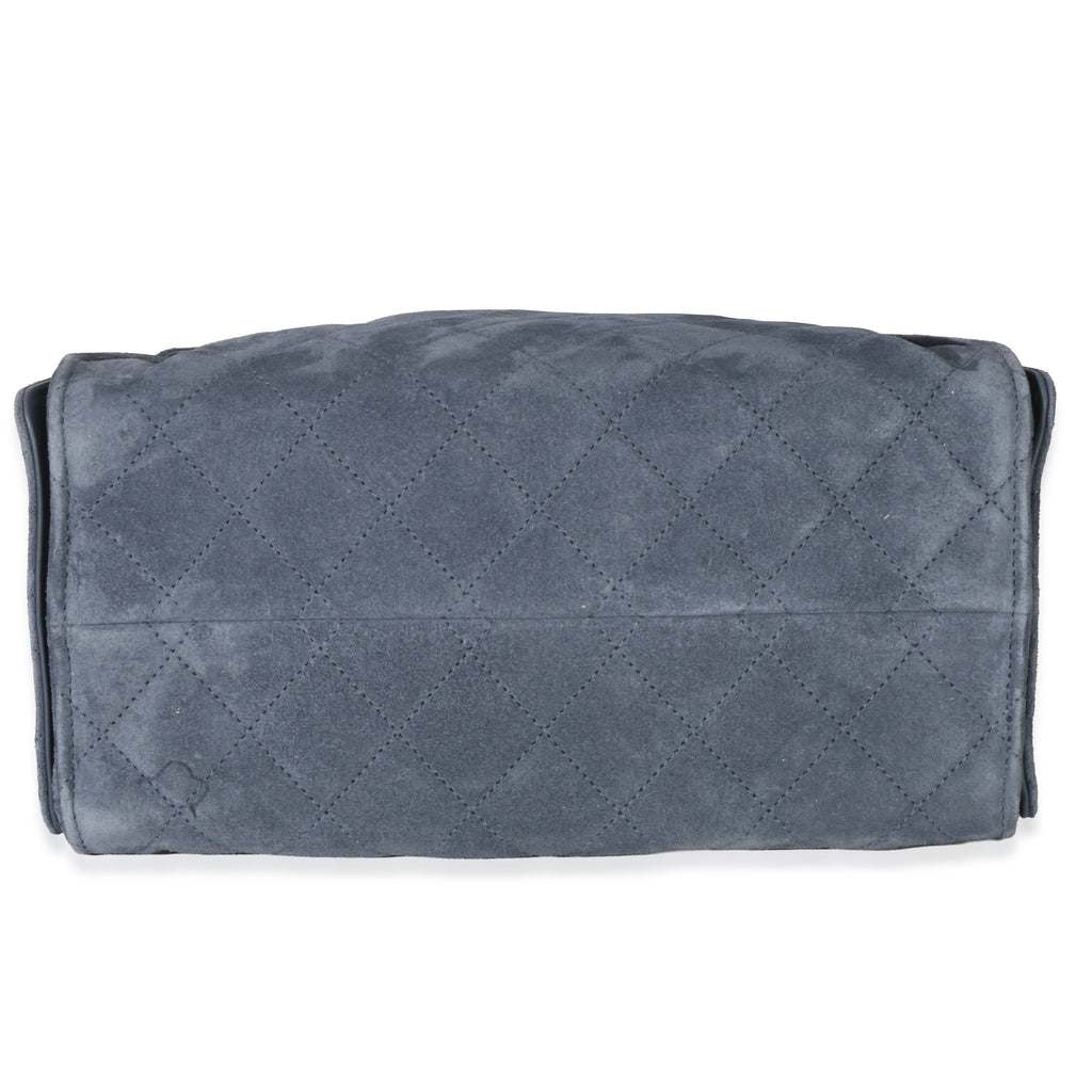 Chanel Blue Quilted Suede Small  25 Hobo Handbag stamp