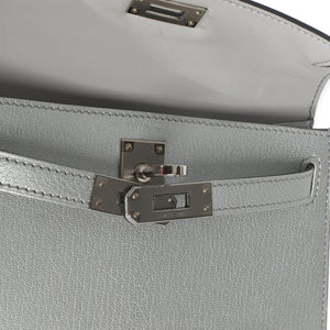 Hermès Argent Metallic Chevre Chamkilight Sellier Mini Kelly II 20 PHW Handbag ad2