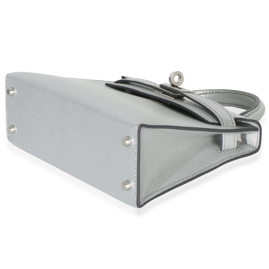Hermès Argent Metallic Chevre Chamkilight Sellier Mini Kelly II 20 PHW Handbag av