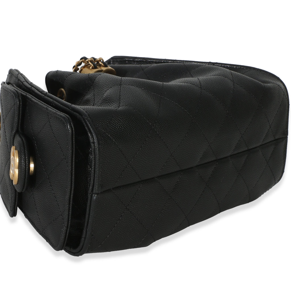 Chanel 26P Black Quilted Caviar Mini  25 Hobo Handbag Handbag clasp