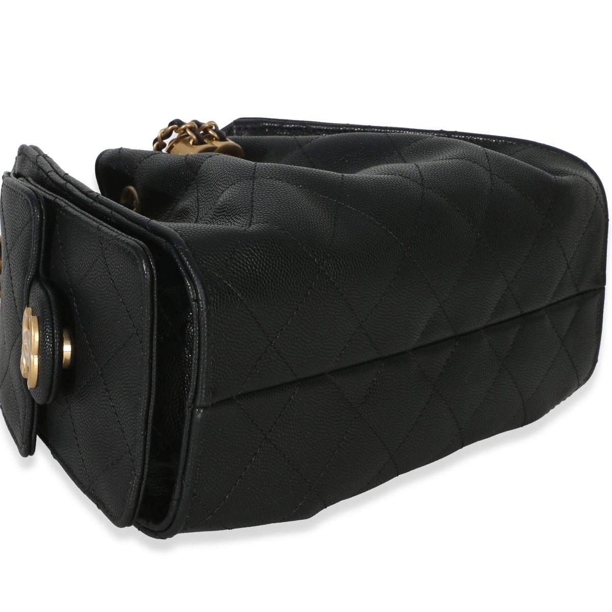 Chanel 26P Black Quilted Caviar Mini  25 Hobo Handbag Handbag clasp
