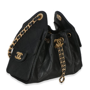 Chanel 26P Black Quilted Caviar Mini  25 Hobo Handbag Handbag pv