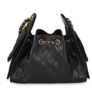 Chanel 26P Black Quilted Caviar Mini  25 Hobo Handbag Handbag bv