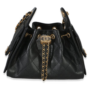 Chanel 26P Black Quilted Caviar Mini  25 Hobo Handbag Handbag fv