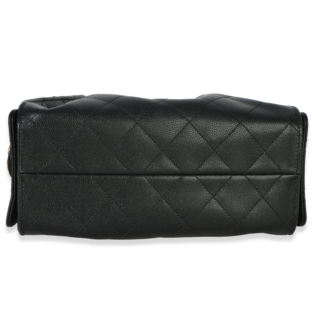 Chanel 26P Black Quilted Caviar Mini  25 Hobo Handbag Handbag stamp