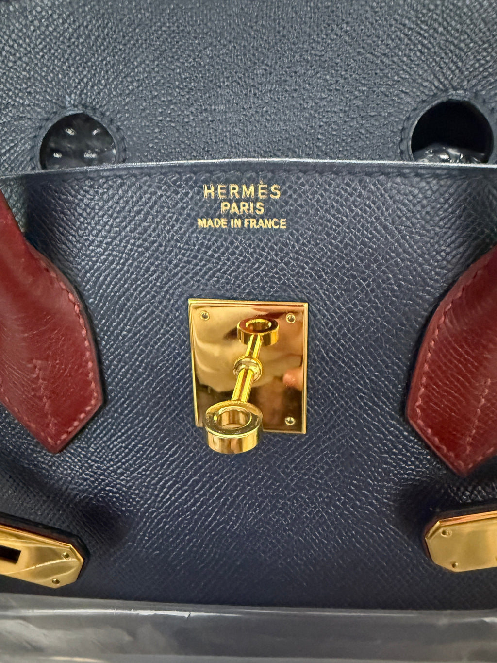 Hermès Vintage Rouge H Bleu Marine Courchevel Birkin 35 GHW Handbag ad3