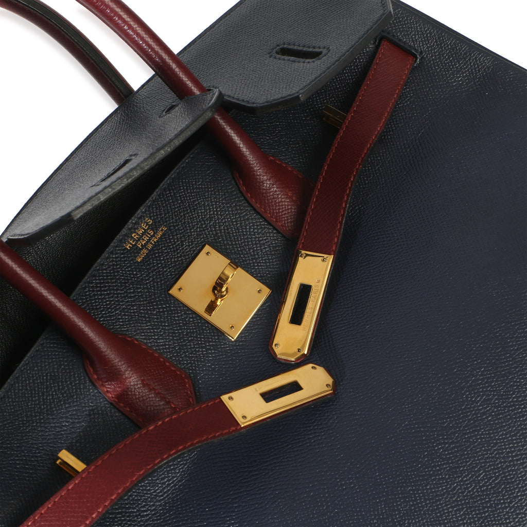 Hermès Vintage Rouge H Bleu Marine Courchevel Birkin 35 GHW Handbag av
